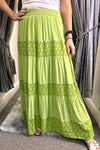 AGNES Crochet Detail Skirt - Lime Green