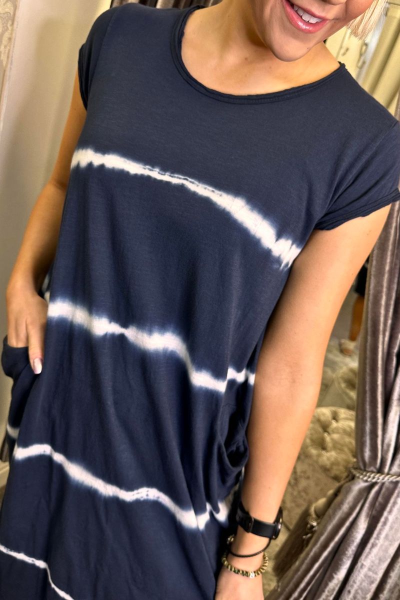 CLEO Tie-Dye Dress - Navy