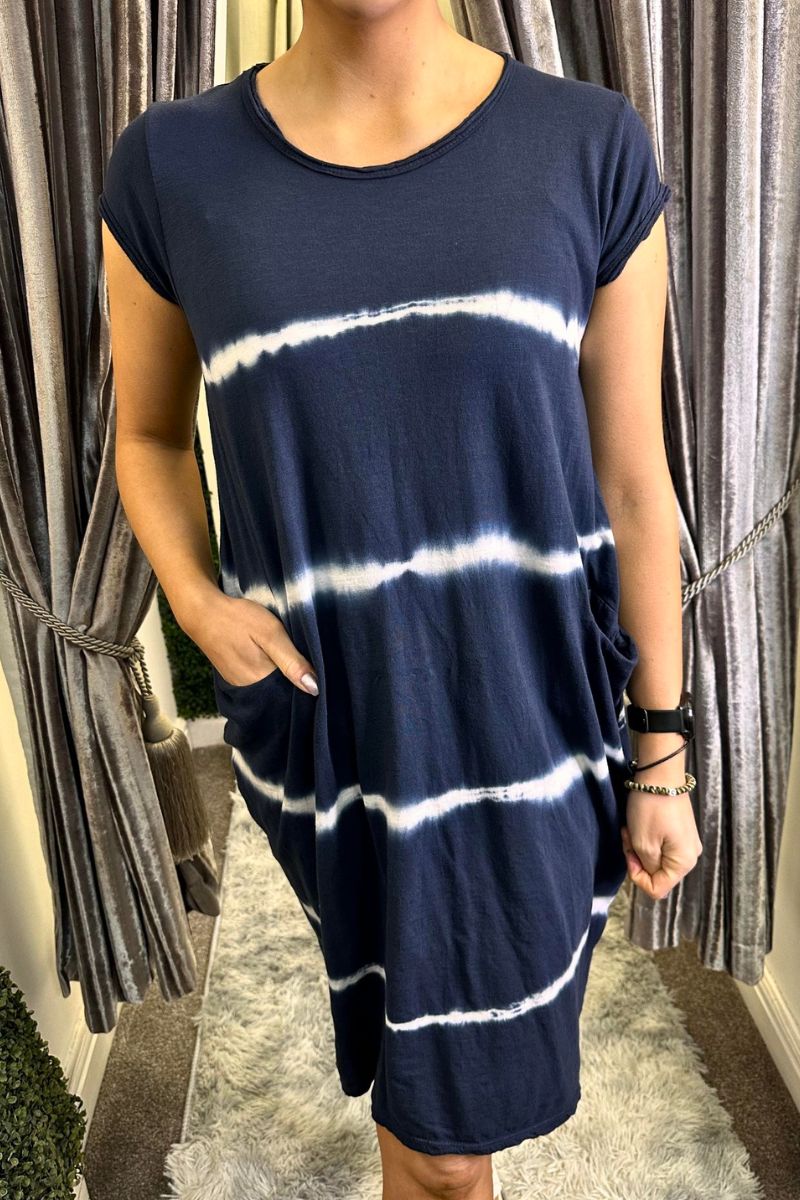 CLEO Tie-Dye Dress - Navy