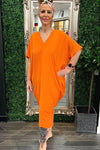 ANITA V Neck Dress - Orange