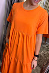 MELISSA Tiered Midi Dress - Orange