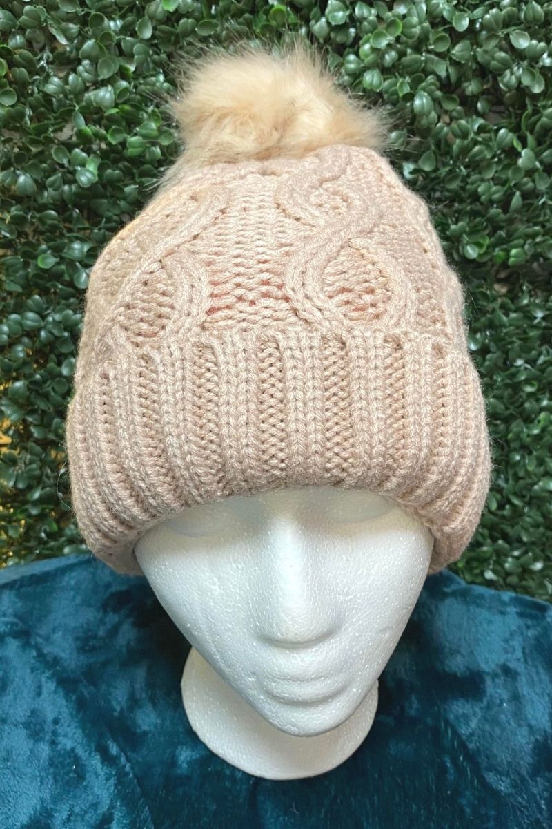 GABBY Cable Knit Hat - Pink
