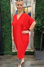 ANITA V Neck Dress - Red