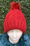 GABBY Cable Knit Hat - Red