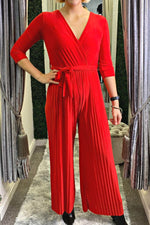 MATILDA Pleated Jumpsuit - Red