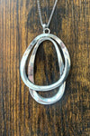 Silver Double Oval Necklace - C42