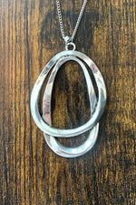 Silver Double Oval Necklace - C42