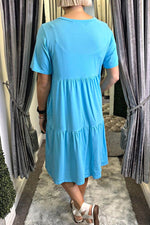 MELISSA Tiered Midi Dress - Turquoise