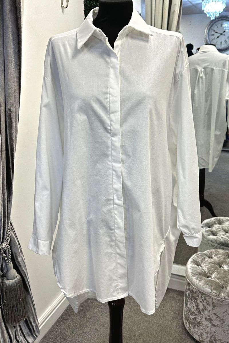 CHARLOTTE Oversized Plain Shirt - White
