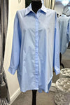 CHARLOTTE Oversized Plain Shirt - Blue