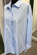 CHARLOTTE Oversized Plain Shirt - Blue