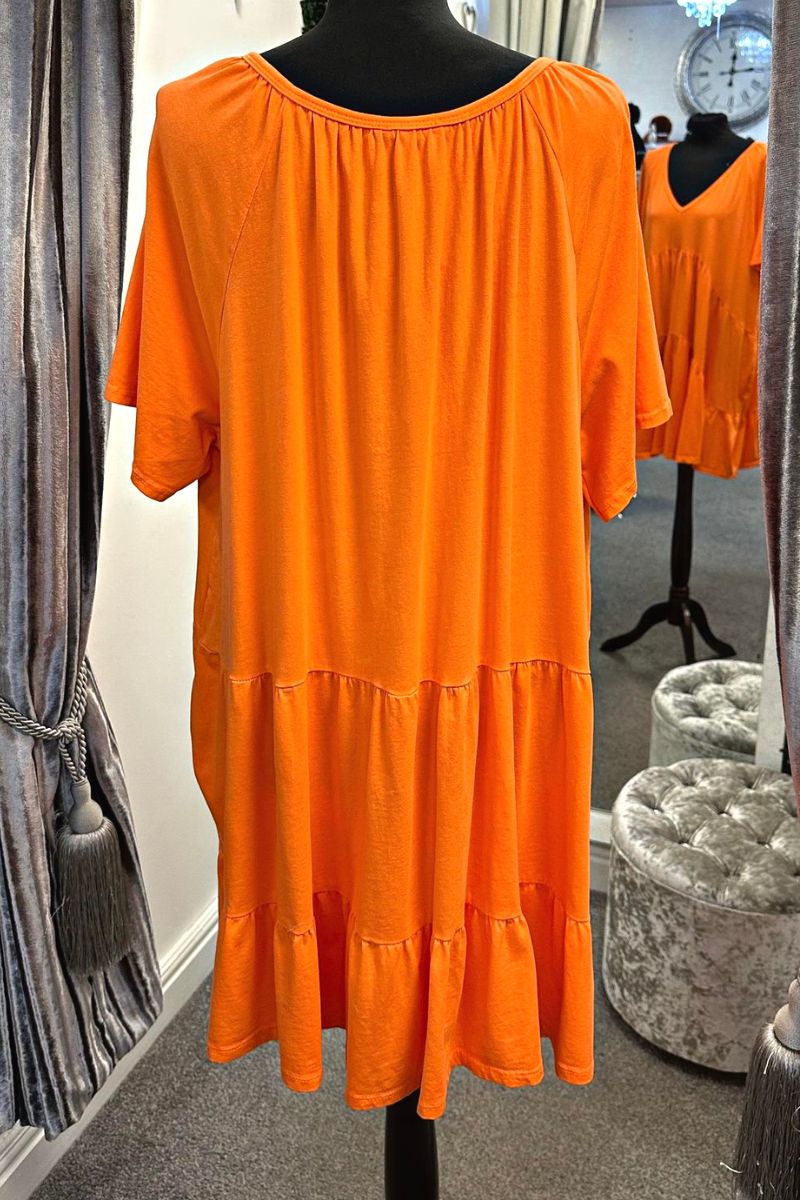 TASHA Tiered Smock Dress - Orange