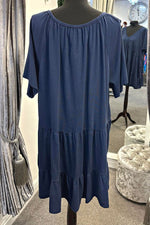 TASHA Tiered Smock Dress - Navy