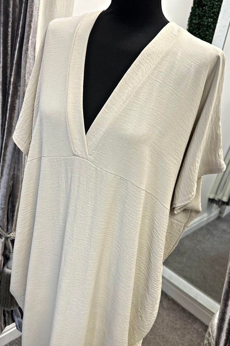 ANITA V Neck Dress - Beige