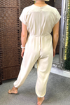 JOANNE V Neck Jumpsuit - Beige