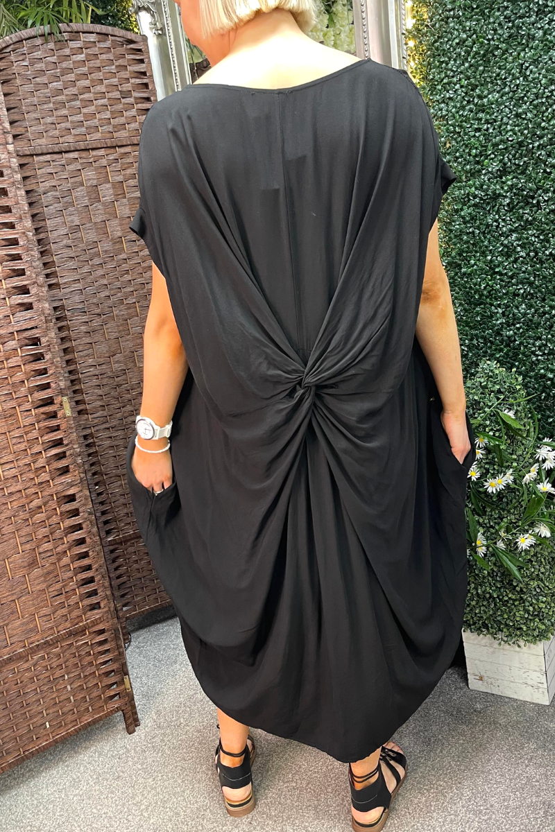 ALEXANDRA Tie Knot Dress - Black