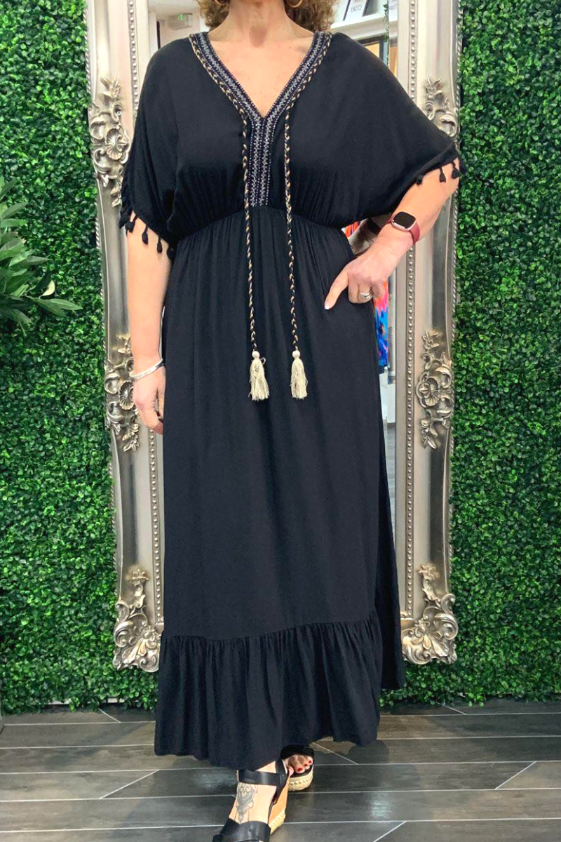 HARMONY Plain Maxi Dress - Black