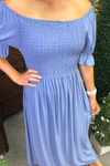 AMANDA Plain Dress - Denim Blue