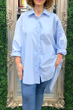 CHARLOTTE Oversized Plain Shirt - Blue