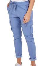 KIRSTY Cargo Magic Trousers - Denim Blue