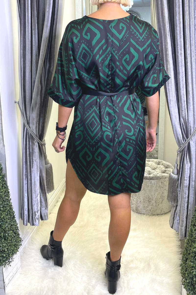 TABATHA Tribal Print Shift Dress - Green