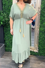HARMONY Plain Maxi Dress - Khaki