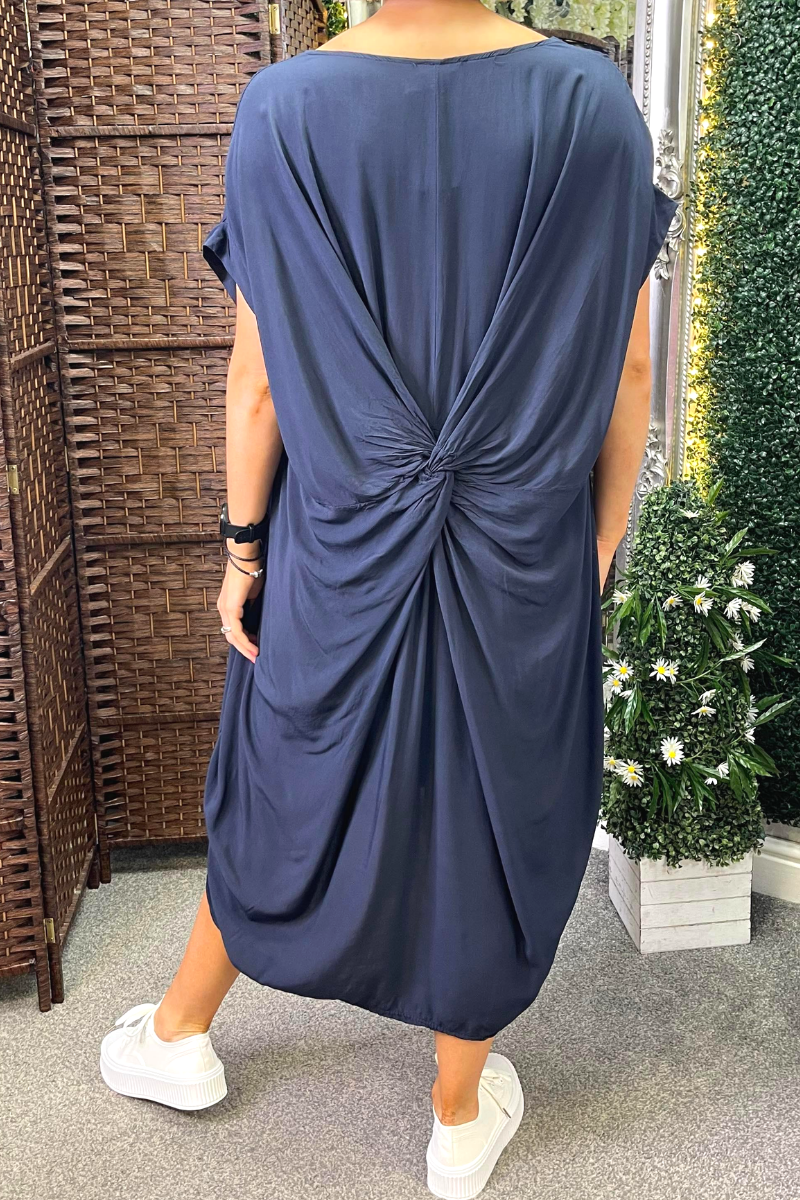 ALEXANDRA Tie Knot Dress - Navy