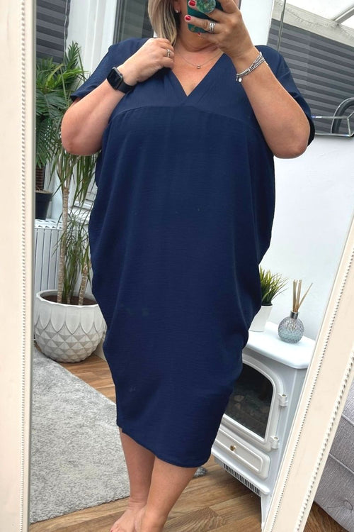 ANITA V Neck Dress - Navy