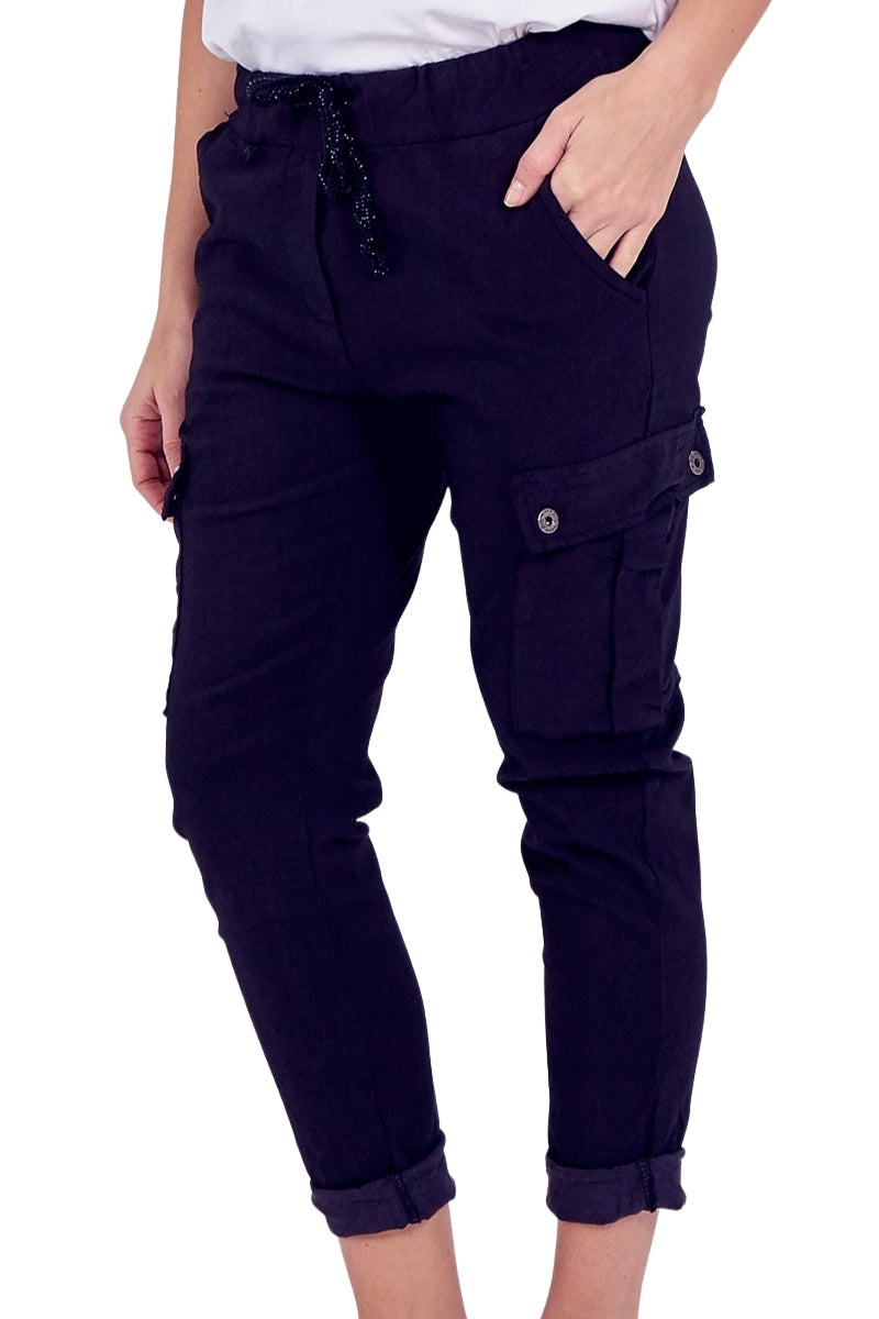 KIRSTY Cargo Magic Trousers - Navy