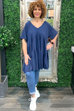 TASHA Tiered Smock Dress - Navy