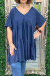 TASHA Tiered Smock Dress - Navy