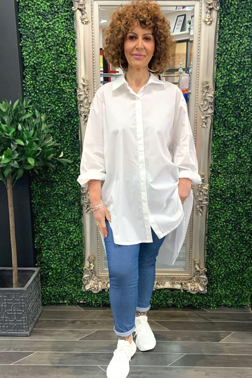 CHARLOTTE Oversized Plain Shirt - White