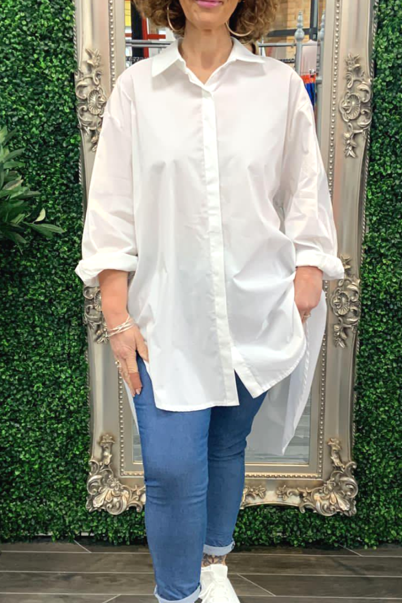 CHARLOTTE Oversized Plain Shirt - White